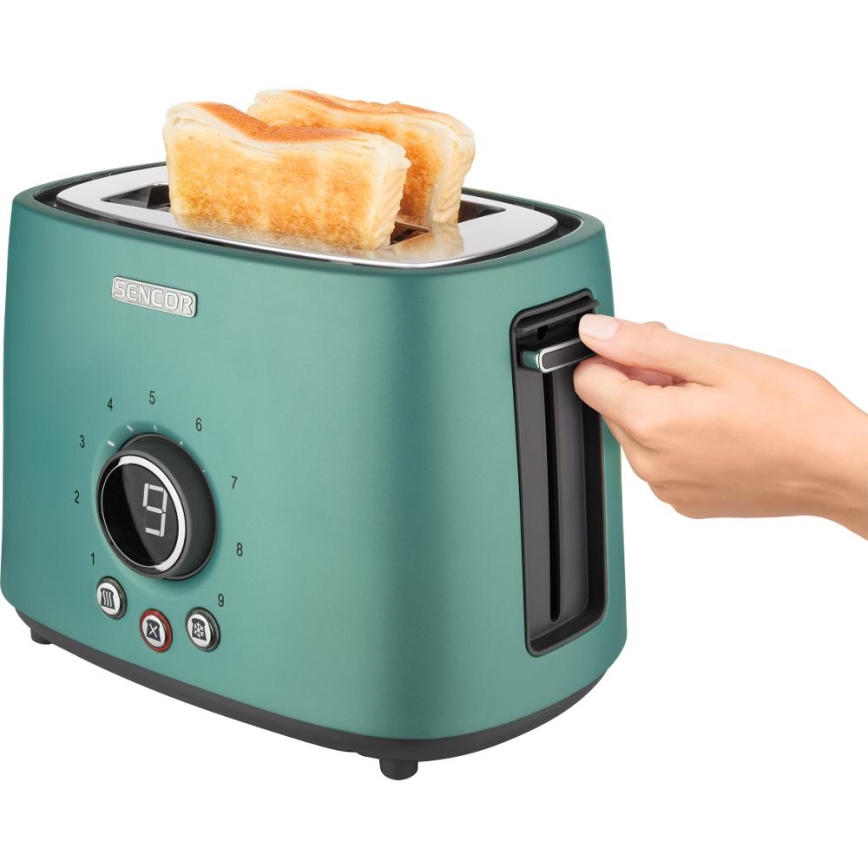 Sencor - Tostapane a due fessure con griglia riscaldante 1000W/230V verde menta