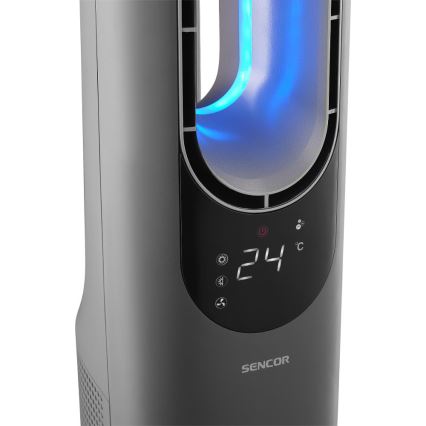 Sencor - Ventilatore a torre senza pale con tecnologia ceramica 1200/2000W/230V antracite + telecomando