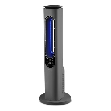 Sencor - Ventilatore a torre senza pale con elemento riscaldante in ceramica 1200/2000W/230V antracite + telecomando