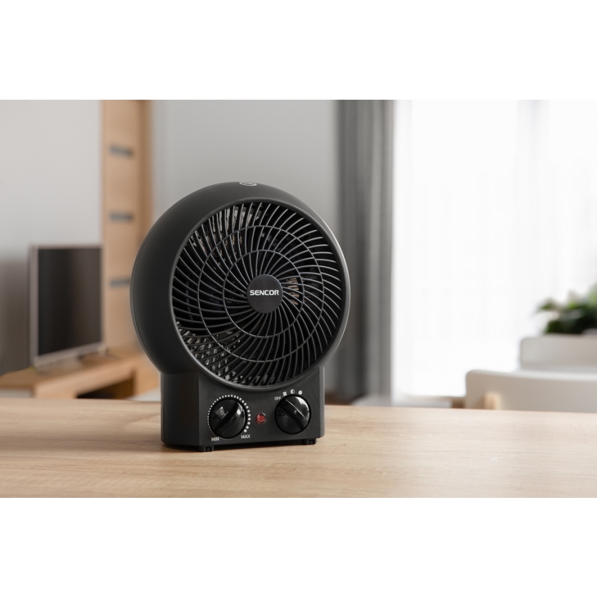 Sencor - Ventilatore con resistenza 1200/2000W/230V nero