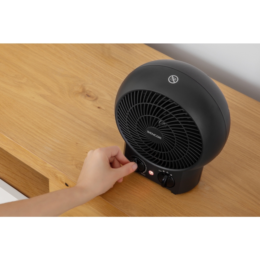 Sencor - Ventilatore con resistenza 1200/2000W/230V nero