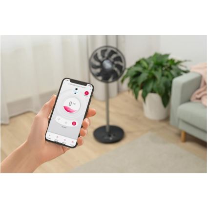 Sencor - Ventilatore a piantana 3D UltraSilent 26W/230V Wi-Fi nero + telecomando