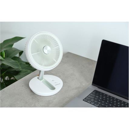 Sencor - Ventilatore da tavolo ricaricabile 5W/5V 4000 mAh bianco