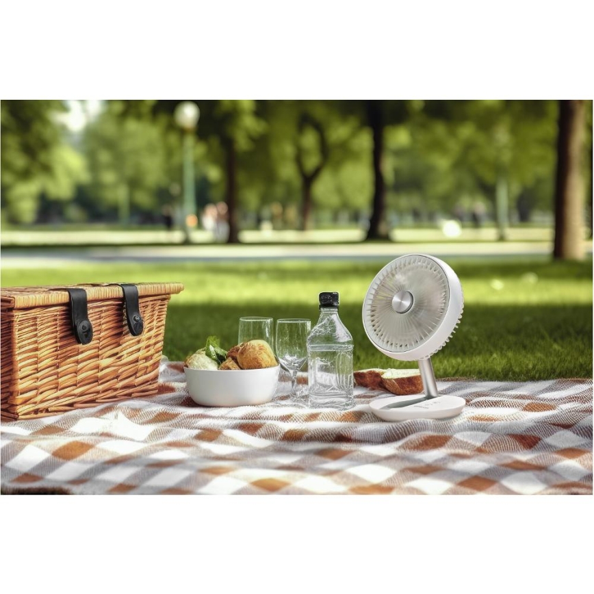 Sencor - Ventilatore da tavolo ricaricabile 5W/5V 4000 mAh bianco