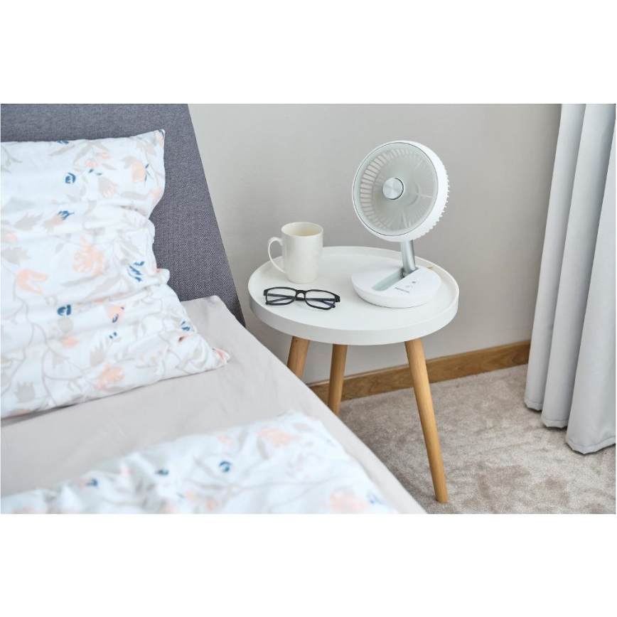 Sencor - Ventilatore da tavolo ricaricabile 5W/5V 4000 mAh bianco
