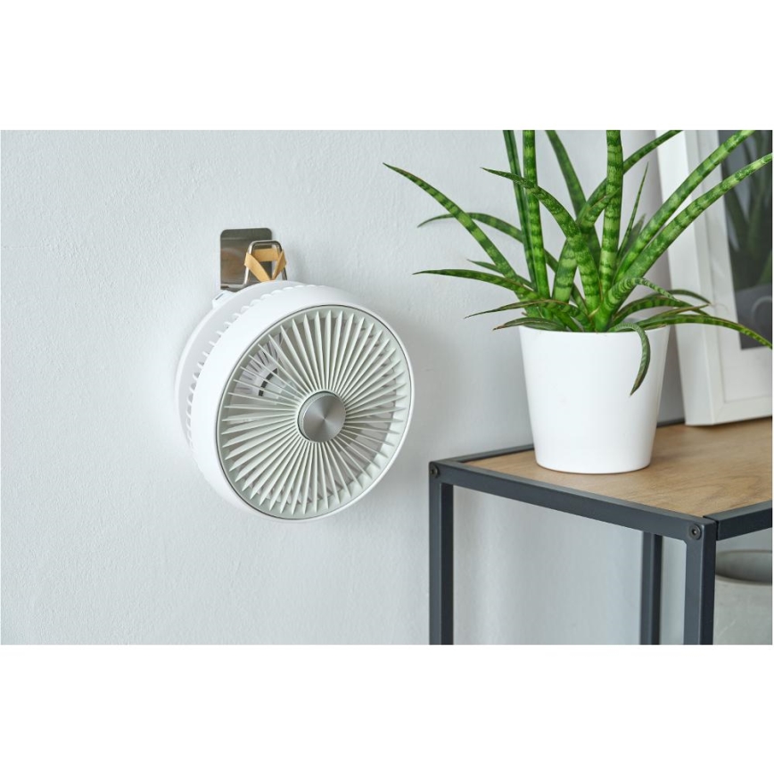 Sencor - Ventilatore da tavolo ricaricabile 5W/5V 4000 mAh bianco