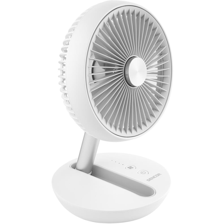 Sencor - Ventilatore da tavolo ricaricabile 5W/5V 4000 mAh bianco