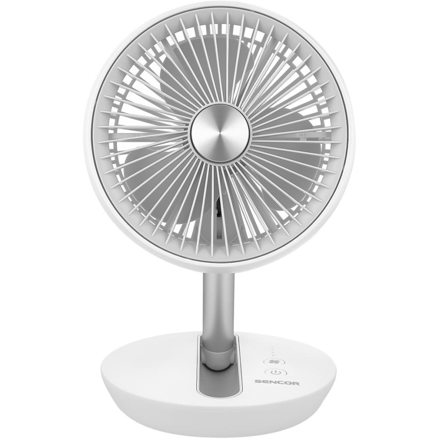 Sencor - Ventilatore da tavolo ricaricabile 5W/5V 4000 mAh bianco