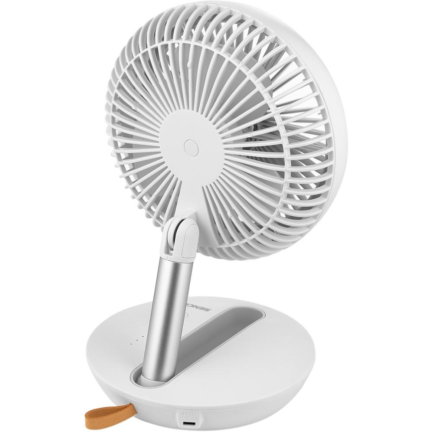 Sencor - Ventilatore da tavolo ricaricabile 5W/5V 4000 mAh bianco
