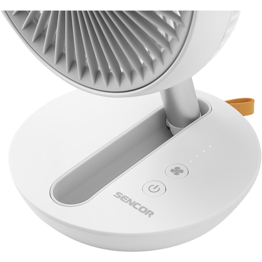 Sencor - Ventilatore da tavolo ricaricabile 5W/5V 4000 mAh bianco