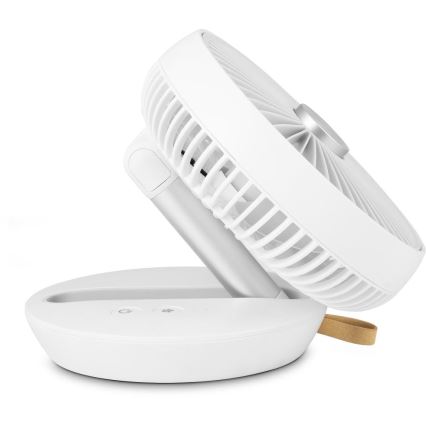 Sencor - Ventilatore da tavolo ricaricabile 5W/5V 4000 mAh bianco