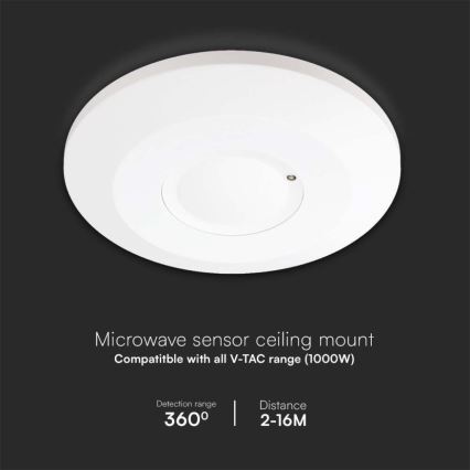 Sensore di movimento a microonde 360° 230V bianco