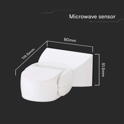 Sensore di movimento a microonde per esterni 180° 230V IP65 bianco