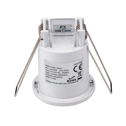 Sensore di movimento da incasso PIR 360° 400W/230V bianco