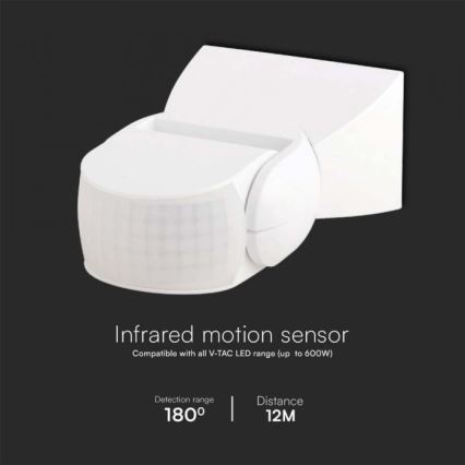 Sensore di movimento esterno a infrarossi 180° 230V IP65 bianco