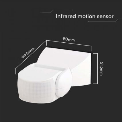 Sensore di movimento esterno a infrarossi 180° 230V IP65 bianco