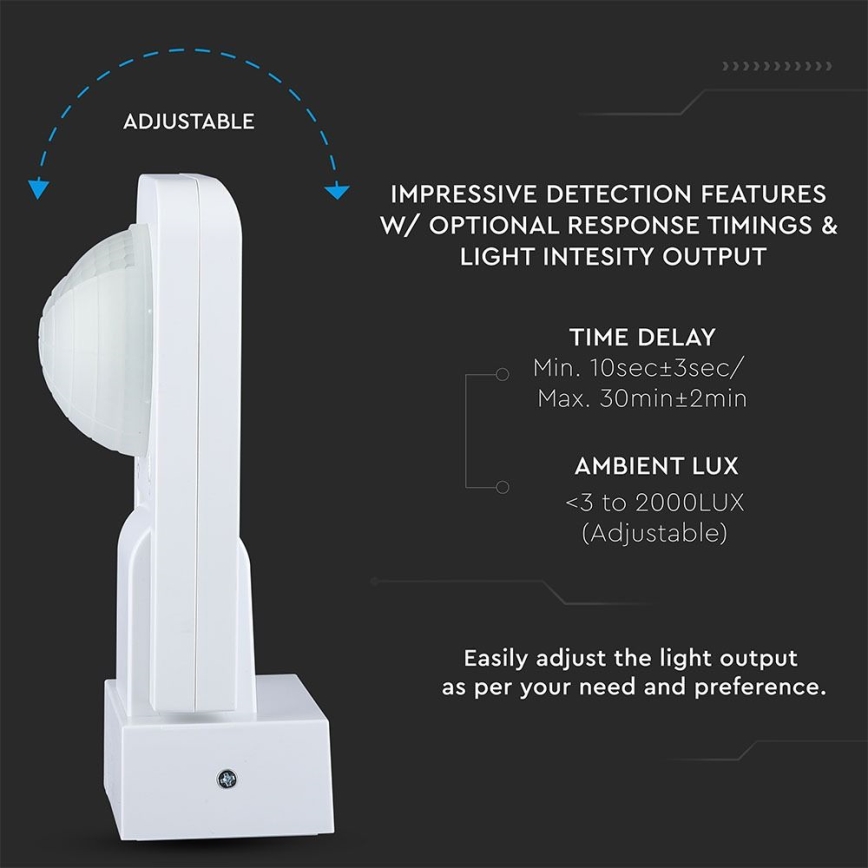 Sensore di movimento esterno a infrarossi 360° 1000W/230V IP65 bianco