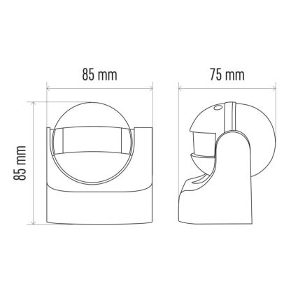 Sensore di movimento PIR da esterno B 180° 1200W/230V IP44 nero