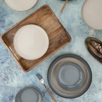 Servizio da tavola 16 pezzi grigio/beige/porcellana