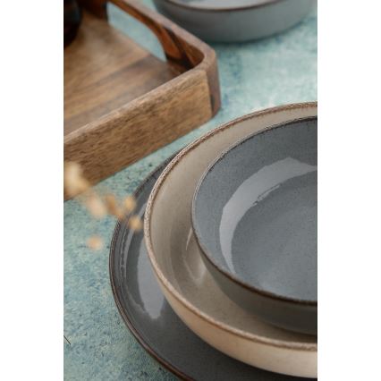 Servizio da tavola 16 pezzi grigio/beige/porcellana