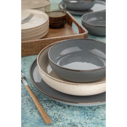 Servizio da tavola 16 pezzi grigio/beige/porcellana