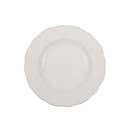 Servizio da tavola 18 pezzi, bianco con dettagli oro, in porcellana