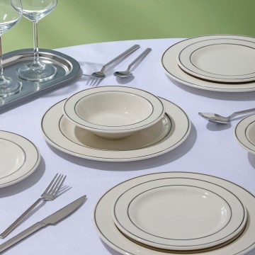 Servizio da tavola 18 pezzi crema/argento/porcellana