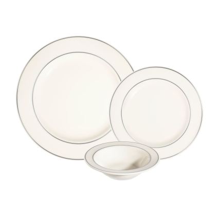 Servizio da tavola 18 pezzi crema/argento/porcellana