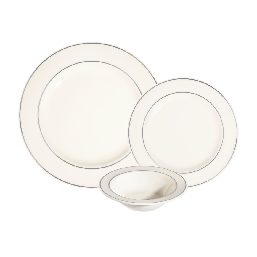 Servizio da tavola 18 pezzi crema/argento/porcellana