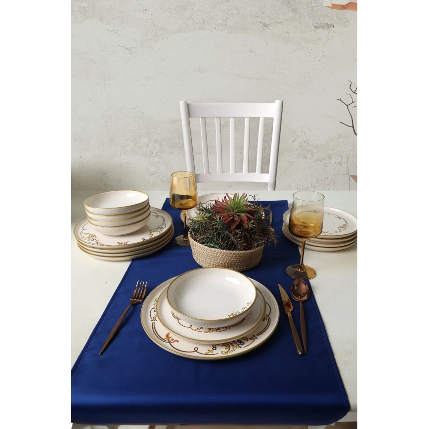 Servizio da tavola 18 pezzi crema/oro in ceramica