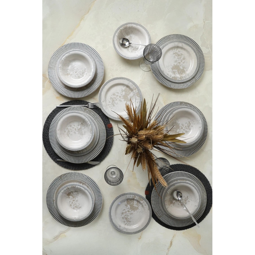 Servizio da tavola 18 pezzi grigio/crema in ceramica