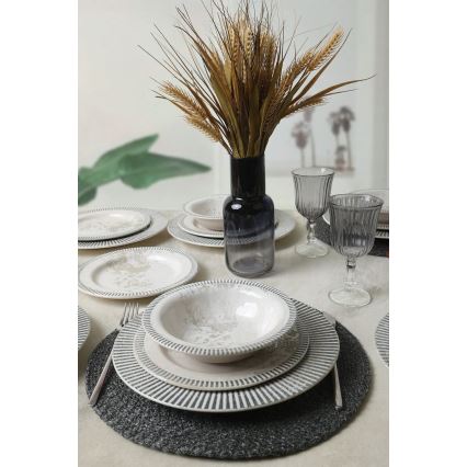 Servizio da tavola 18 pezzi grigio/crema in ceramica