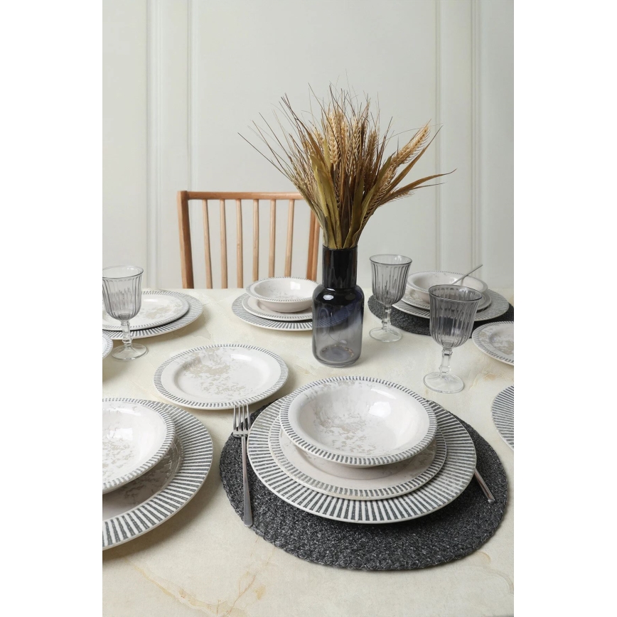 Servizio da tavola 18 pezzi grigio/crema in ceramica