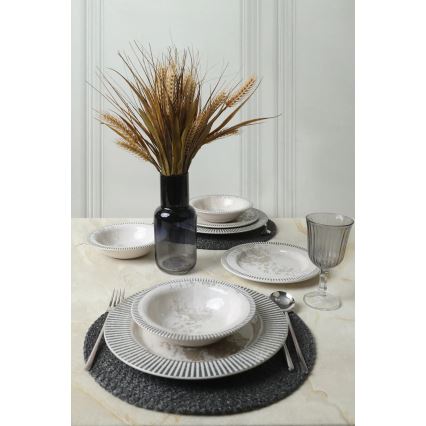 Servizio da tavola 18 pezzi grigio/crema in ceramica