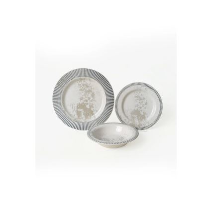 Servizio da tavola 18 pezzi grigio/crema in ceramica