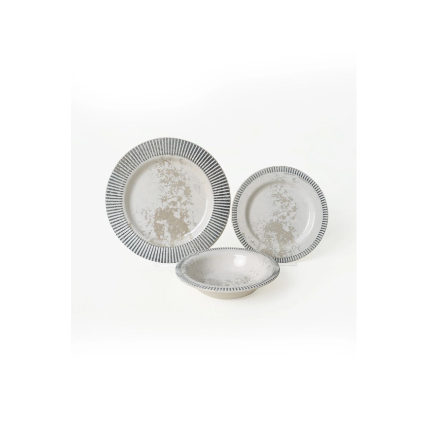 Servizio da tavola 18 pezzi grigio/crema in ceramica