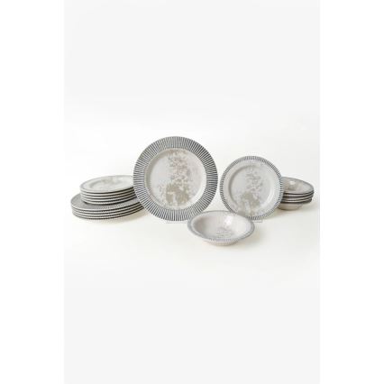 Servizio da tavola 18 pezzi grigio/crema in ceramica