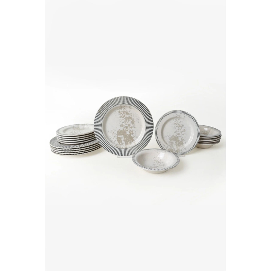 Servizio da tavola 18 pezzi grigio/crema in ceramica