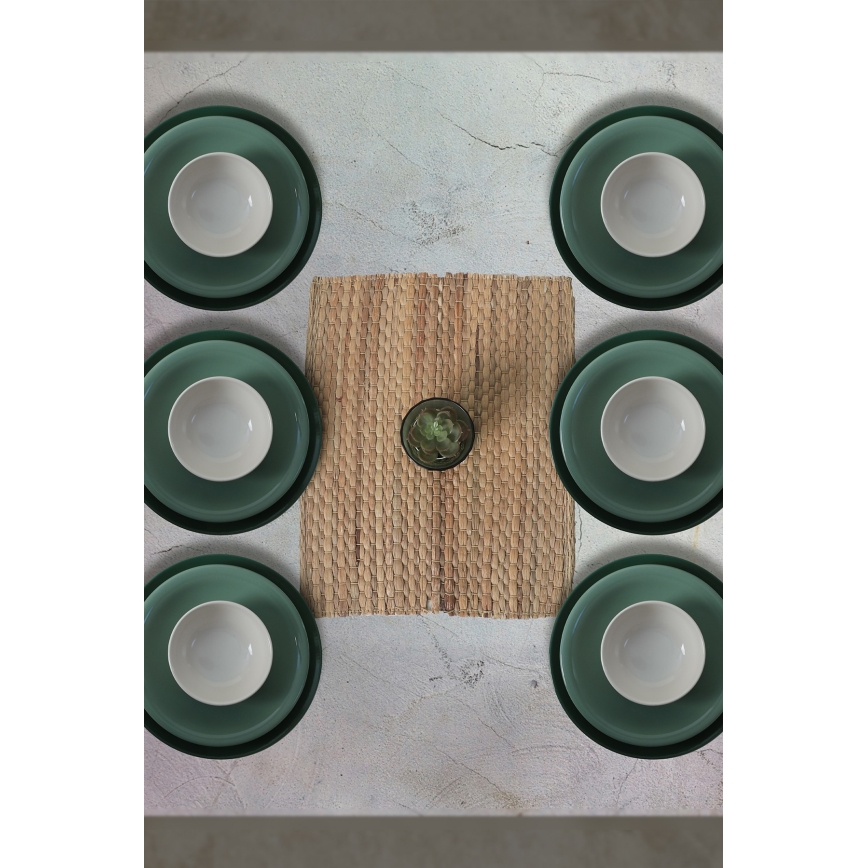 Servizio da tavola 18 pezzi, verde/bianco, in ceramica