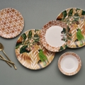 Servizio da tavola 24 pezzi, arancione/verde, in ceramica
