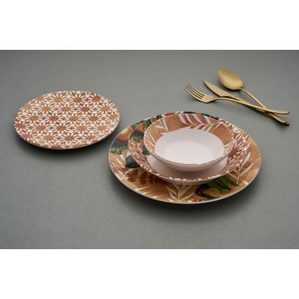 Servizio da tavola 24 pezzi, arancione/verde, in ceramica