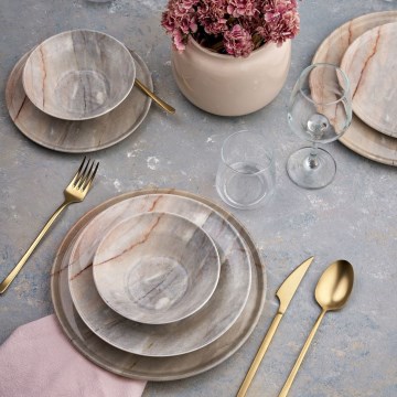 Servizio da tavola 24 pezzi beige/grigio/ceramica