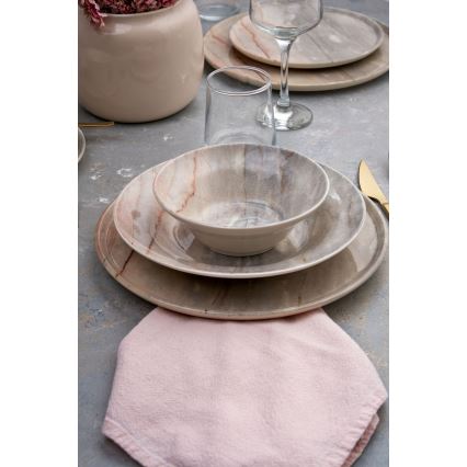Servizio da tavola 24 pezzi beige/grigio/ceramica