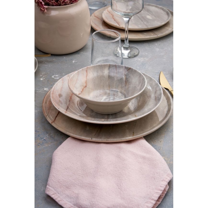 Servizio da tavola 24 pezzi beige/grigio/ceramica