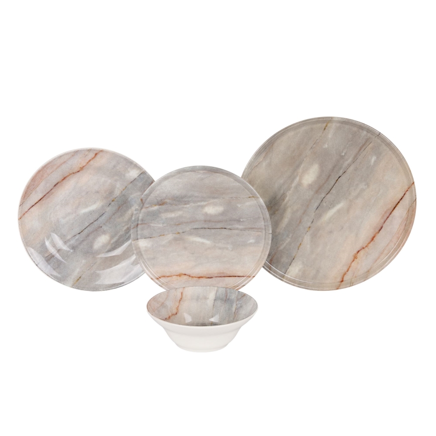Servizio da tavola 24 pezzi beige/grigio/ceramica