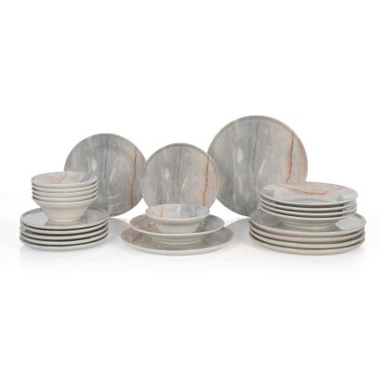 Servizio da tavola 24 pezzi beige/grigio/ceramica