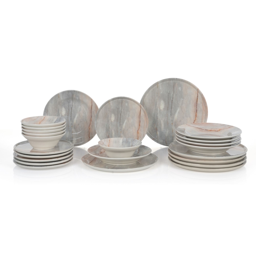 Servizio da tavola 24 pezzi beige/grigio/ceramica