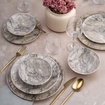 Servizio da tavola 24 pezzi beige/grigio/ceramica