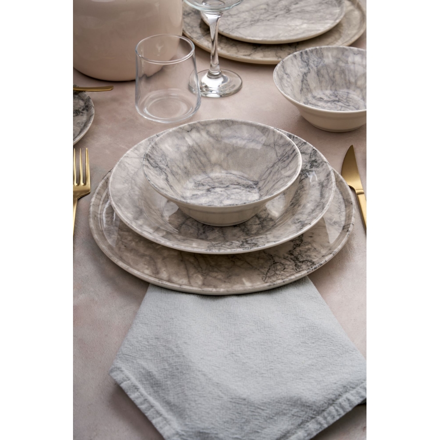 Servizio da tavola 24 pezzi beige/grigio/ceramica