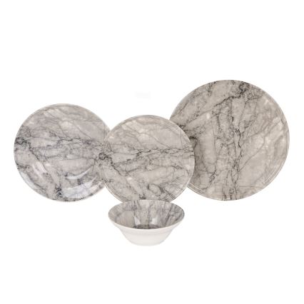 Servizio da tavola 24 pezzi beige/grigio/ceramica